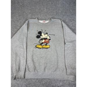 Vintage Disney Mickey Mouse Sweatshirt Men 2XL Crewneck Streetwear Cozy Pullover